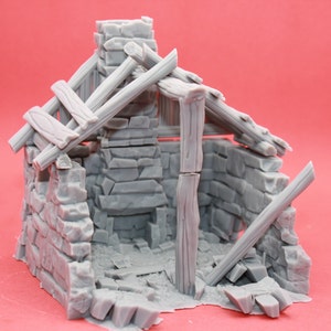 Stone Shack Ruin Resin Printed Dungeons and Dragons, Frostgrave, Pathfinder, Tabletop Gaming 28mm Terrain RPG