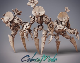 Toracháin - Transformed Ciorcal Set of 3 Flower Creature Samurai Cobramode Dungeons and Dragons/ RPG /Resin Miniature/Pathfinder/32mm/54mm