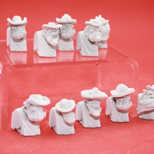 Wild West Ork Boyz Heads (set of 10),  Kitbash Bitz, - Ghamak 3D Printed 32 MM Scale Necromunda Dungeons and Dragons