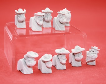 Wild West Orc Boys Heads, 3D Printed Resin Kitbash Bits (Set of 10)