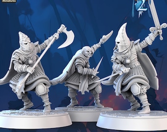 Cultist Modular Set D (3) The Frost City 2 Miniature NPC Dungeons and Dragons, Pathfinder, Frostgrave Tabletop Gaming 28/32 mm Terrain RPG