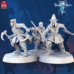 Cultist Modular Set A (3) The Frost City 2 Miniature NPC Dungeons and Dragons, Pathfinder, Frostgrave Tabletop Gaming 28/32 mm Terrain RPG