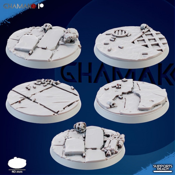 40mm Bases set of 5, Imperator's Heavy Militum Base Sci-Fi Bases, Industrial Bases, Table Top Gaming, RPG, Dungeons and Dragons 740