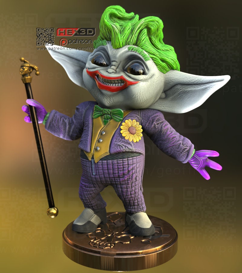 Baby Joker Joker/baby Yoda Mash up Unpainted Resin 3D Printed
