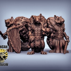 28mm Squirrel Fighters  Miniatures Set of 3 for Dungeons and Dragons, Pathfinder, Starfinder and other Tabletop RPGs 3d printed