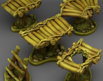 Modular Swamp Bridges, Tabletop Gaming Terrain, RPG 28/32mm Scale