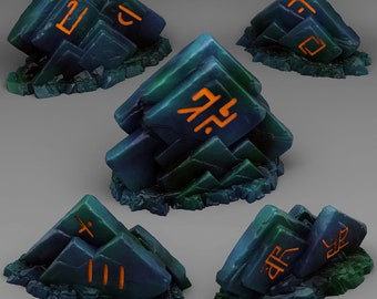 Magic Square Rocks Rocks Terrain Set of 5 Dungeons and Dragons, Pathfinder, Tabletop Gaming 28/32mm Terrain RPG