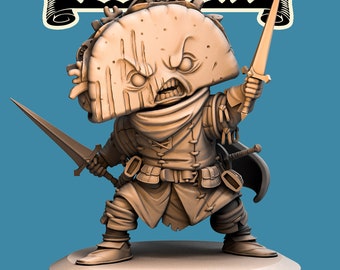 Taco Swordsman Miniature – Food Fight Resin Figure, D&D Gaming
