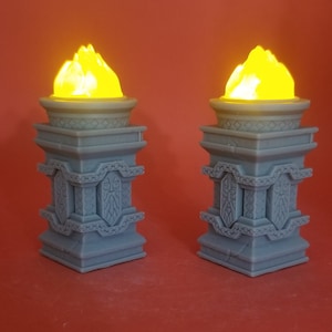 LED Light up Dwarven Columns Set of 2 for Dungeons and Dragons, Pathfinder, Starfinder and other Tabletop RPGs 3d printed