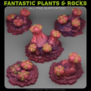 Organic Mushrooms Plant Terrain Set of 5 Dungeons and Dragons, Pathfinder, Tabletop Gaming 28/32mm Terrain RPG