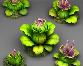 Jungle Carnivorous Plant Terrain Set, Dungeons and Dragons, Tabletop Gaming (28/32mm)