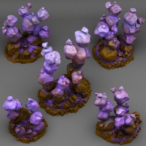 Zero Gravity Rocks Plant and Rocks Terrain Set of 5 Dungeons and Dragons, Pathfinder, Tabletop Gaming 28/32mm Terrain RPG