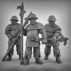 28mm Pike Guards Miniatures Set of 3 for Dungeons and Dragons, Pathfinder, Starfinder and other Tabletop RPGs 3d printed