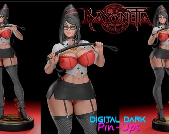 Fan Art Bayonetta, 260mm Version SFW and NSFW Versions, Pin Up Figure, Digital Dark Pin Up Unpainted Kit