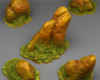 Prairie Natural Stones Plants and Rocks Terrain Set of 5 Dungeons and Dragons, Pathfinder, Tabletop Gaming 28/32mm Terrain RPG