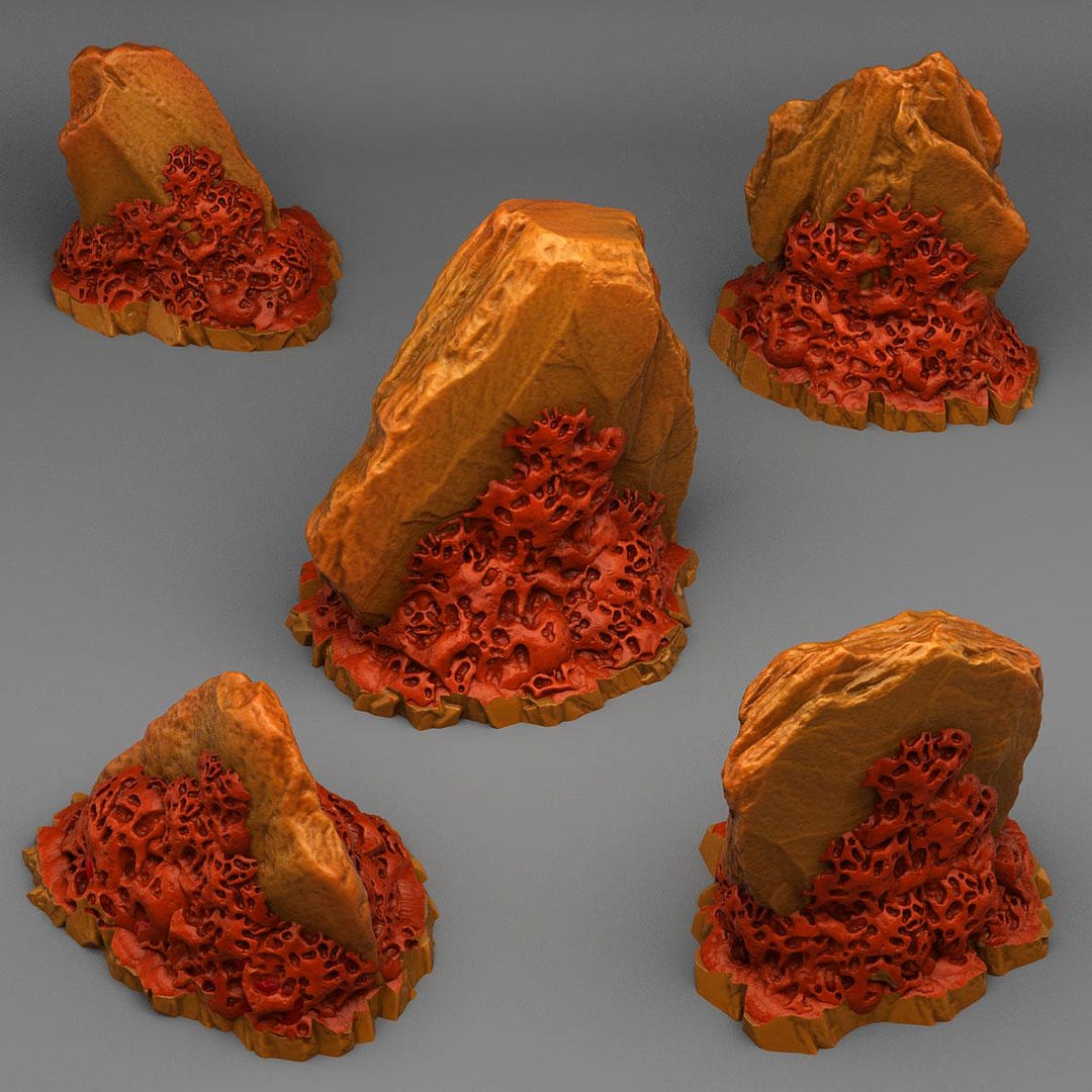 Red Rocks Dnd Hell Coral Rocks Terrain-set of 5 Dungeons and Dragons, Pathfinder ...