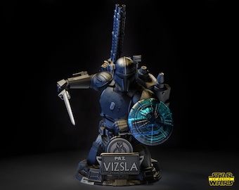 Paz Vizsla  Bust Sculpture, Star Wars Mandalorian Rebel Cosplay, 3D Printed Prop Kit