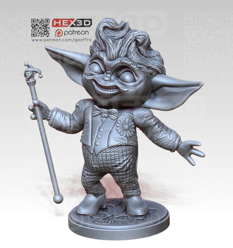 Baby Joker Joker/Baby Yoda Mash Up Unpainted Resin 3D Printed Figurine image 4