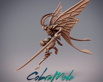 Acheron, Fidelium Assassin, Mothfolk Cobramode Dungeons and Dragons/ RPG /Resin Miniature/Pathfinder/32mm/54mm