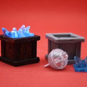 LED Light up Crystal Crates Set of 3 for Dungeons and Dragons, Pathfinder, Starfinder and other Tabletop RPGs 3d printed