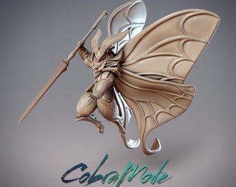 Mothfolk Lancers - Noctuoidea Lanceolaria 02, Cobramode Dungeons and Dragons/ RPG /Resin Miniature/Pathfinder/32mm/54mm
