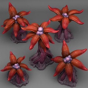Alien Palms Terrain Set of 5 Dungeons and Dragons, Pathfinder, Tabletop Gaming 28/32mm Terrain RPG