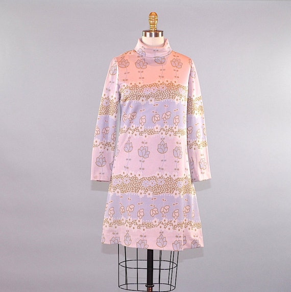 Vintage 1960s Norman Wiatt Women's Mod Dress Mauve