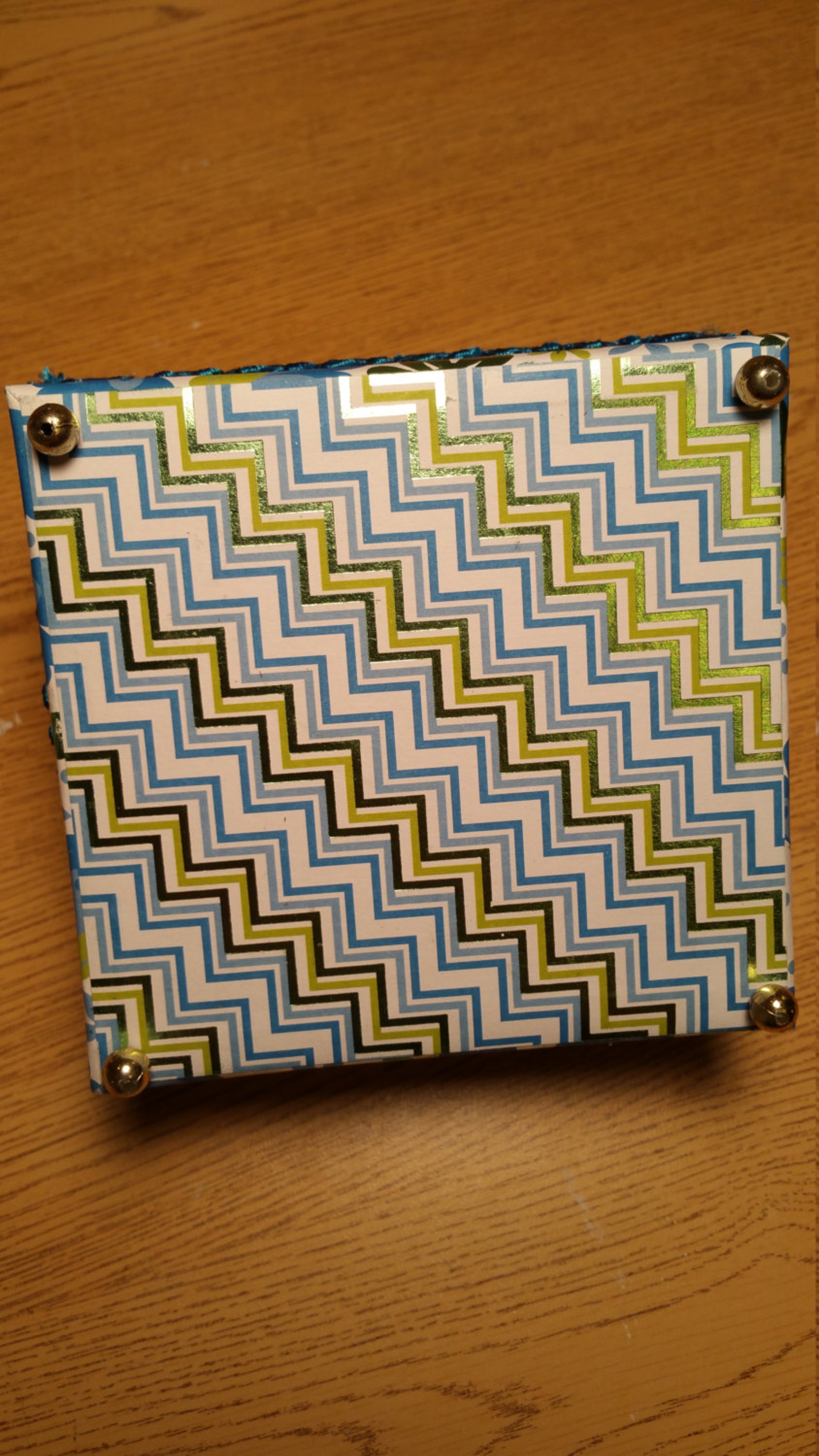 Jewelry Box. Blue and Green. Rosette. Etsy