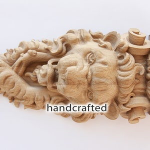 Lion Corbels 2 pc. Carved from Natural Solid Oak, Lion Wood Brackets, Victorian wooden Fireplace Surround image 8