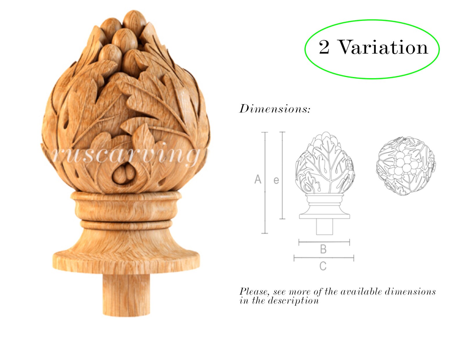 Carved Wood Newel Post Caps Decorative Post Finials Etsy