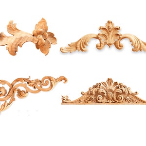 Set of Antique Carved Wood Appliques for interior