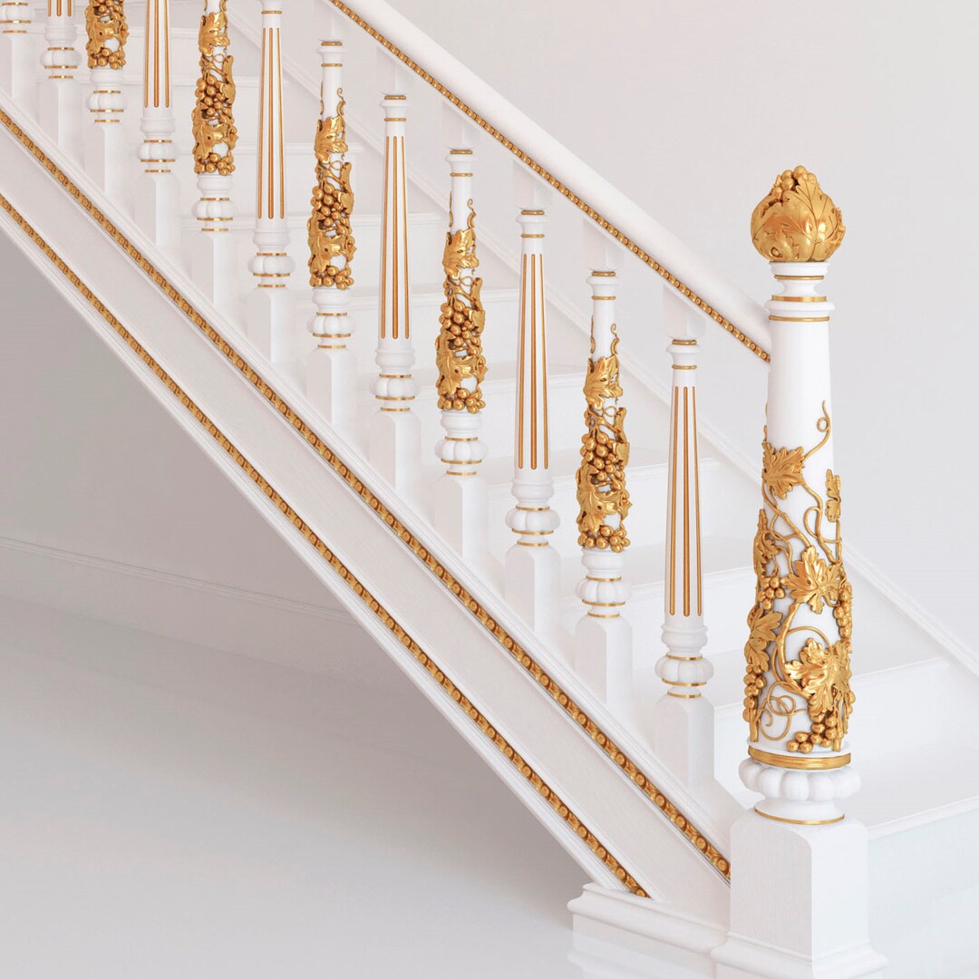 Oak Round Newel Post Grapes, Staircase Grapevine Decorative Post - Etsy