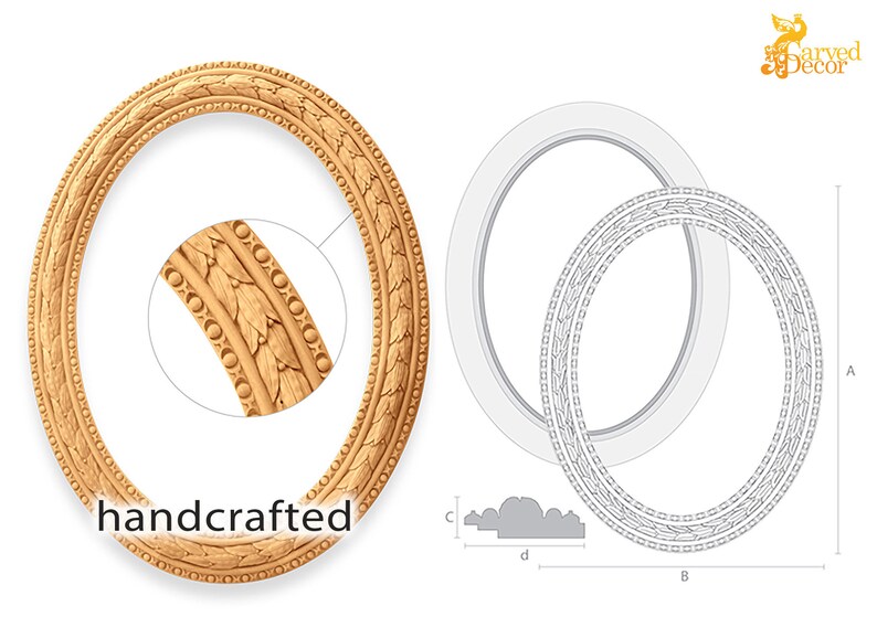 Victorian Mirror Frame Wood Carved Bay Leaves Etsy