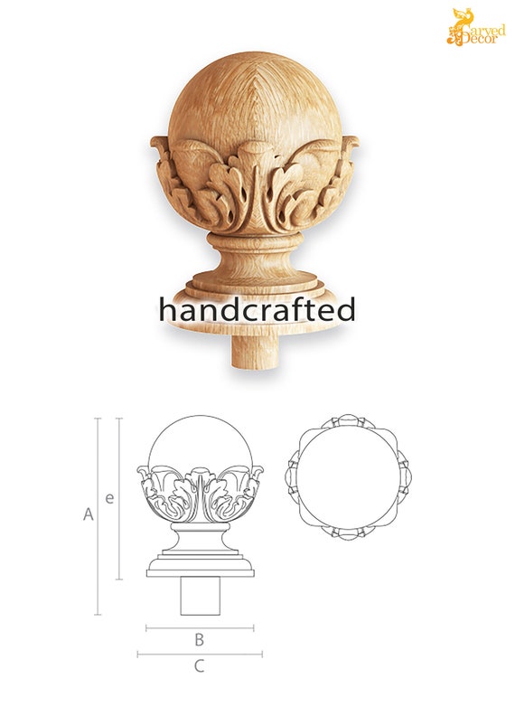Set Of 10 Decorative Globe Carved Newel Post Cap Etsy