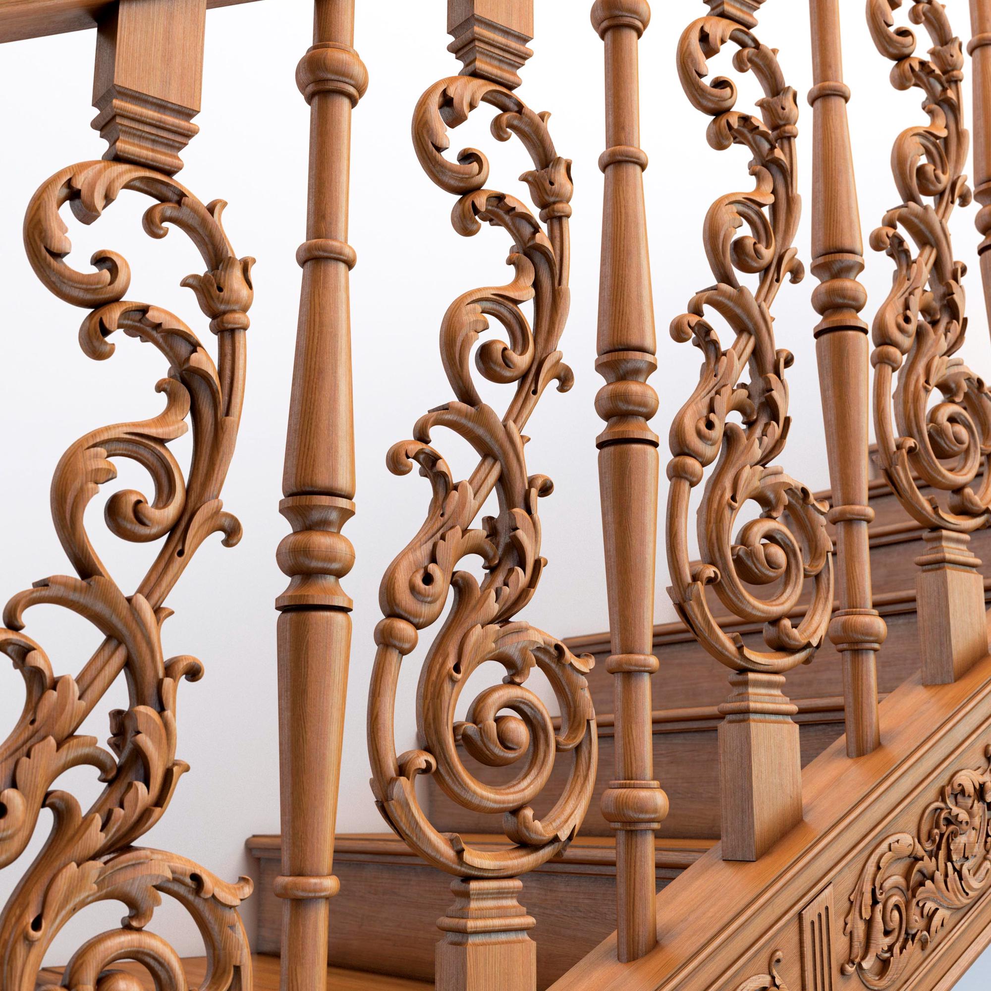 Carved Wide Balusters for Staircase, Unique Design Stair Parts