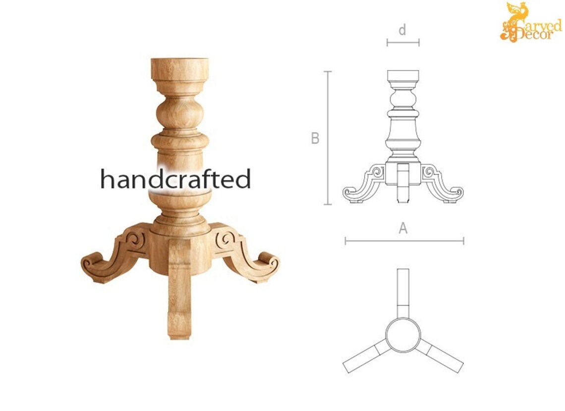 Unique Wood Pedestal Table Base Unfinished Central Table Leg Etsy UK