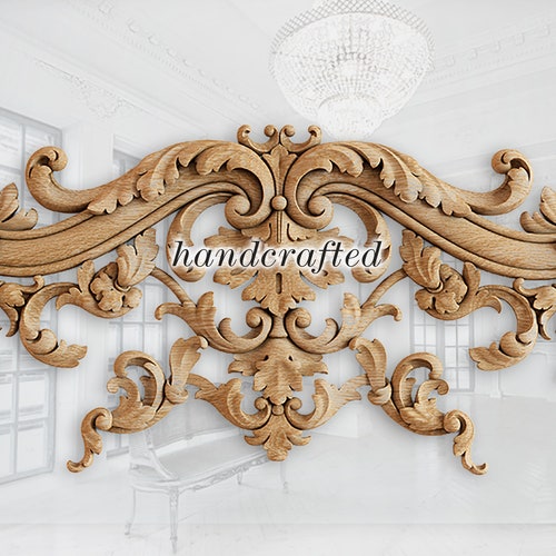 Large Wood Carved Corner Applique Decorative Furniture Onlay Etsy