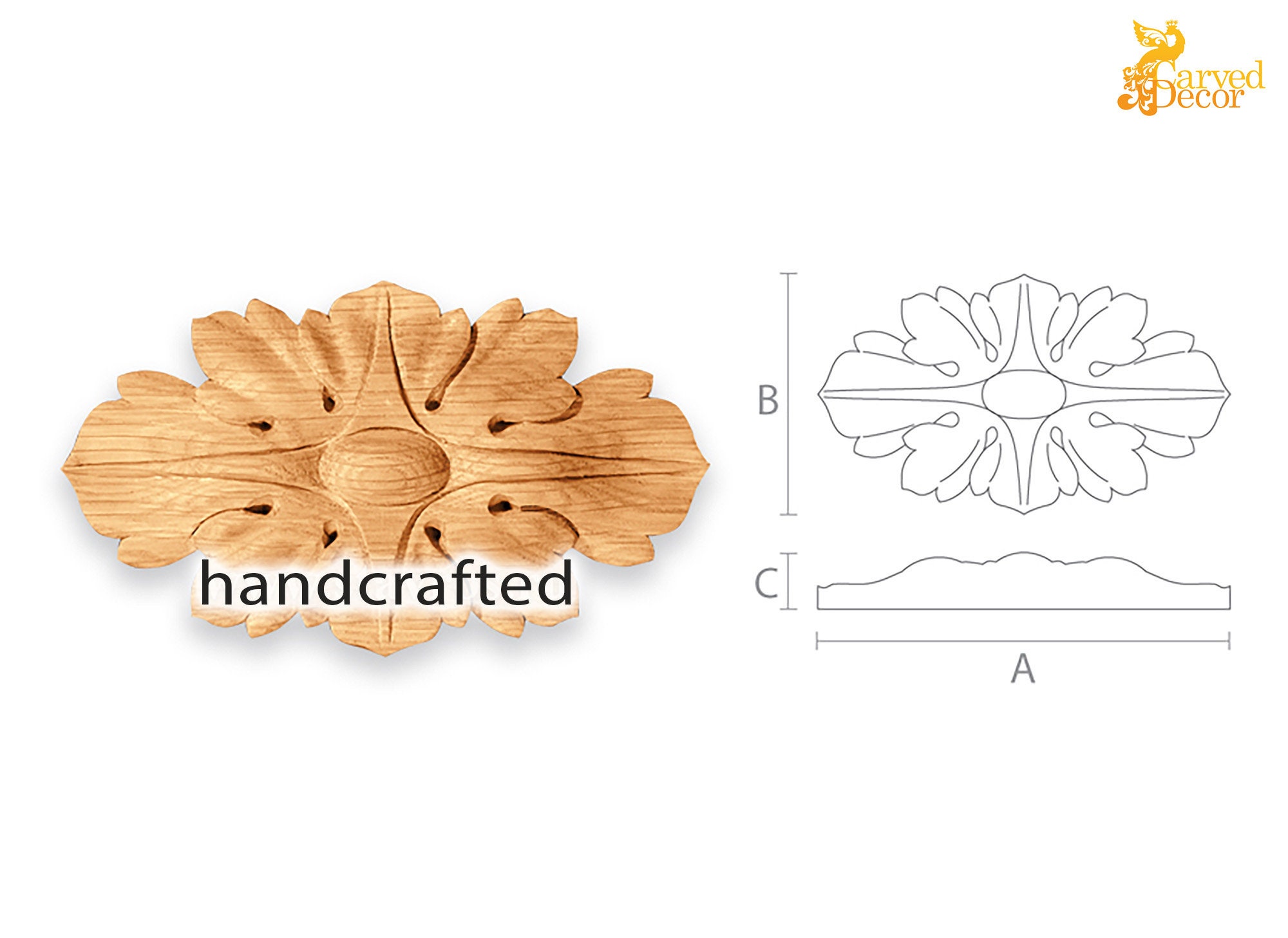 Decorative hand carved wood medallion for interior 10 pc. Etsy