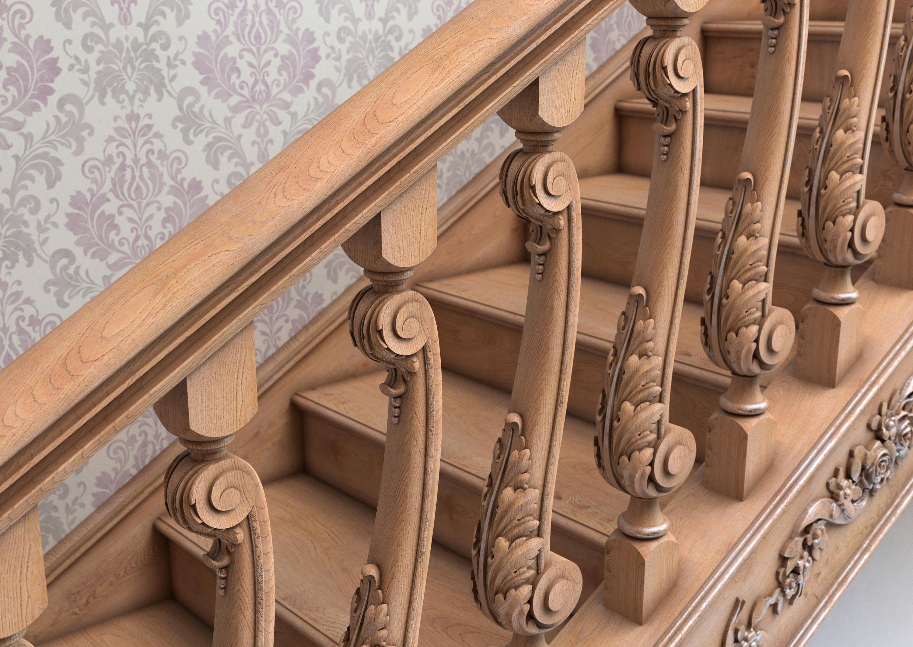 thumbnail image 2 of Hand-Carved Wooden Gryphon Statue – Unique Stair Baluster Decor 2 of 5