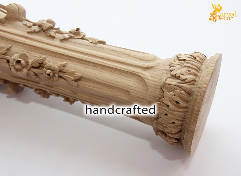 Hand carved wooden round newel post for stairs Etsy