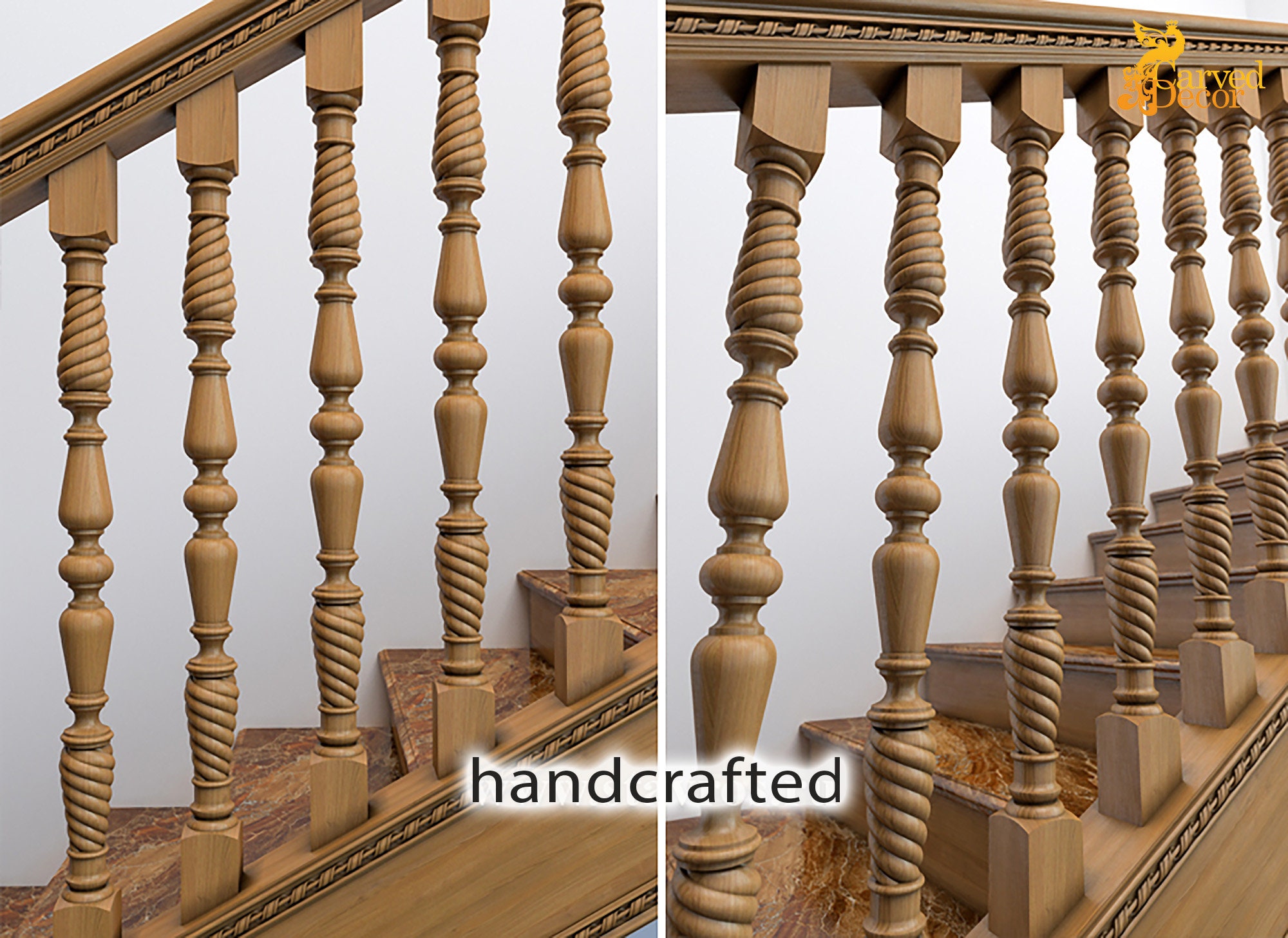 Spiral decorative spindle for stairs Carved interior baluster Etsy