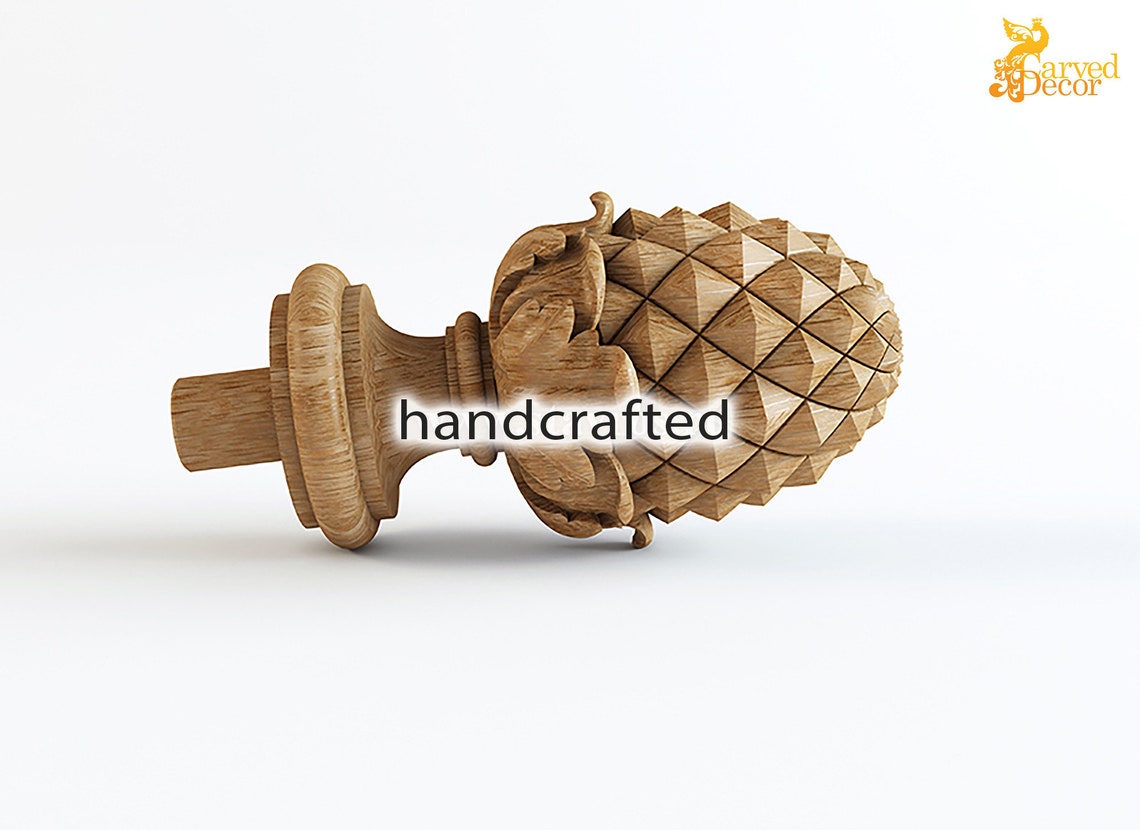 Carved Wood Pineapple Newel Post Cap Decorative Post Finial Etsy