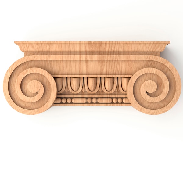 Base di colonna romana in legno Capitello ionico a scorrimento Pilastro in legno
