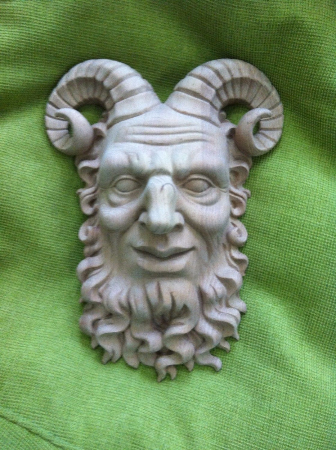 Carved wood wall decor head Satyr Etsy