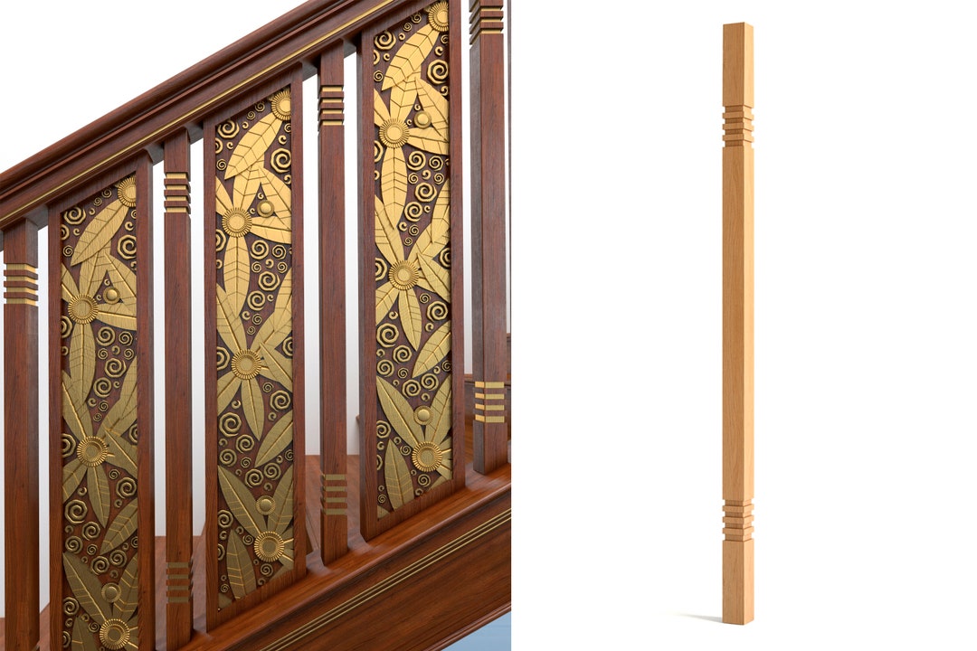 Square Wooden Baluster With Small Horizontal Flutes Etsy