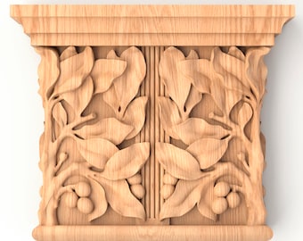 Art Deco Architecture Wood Capital, Laurel Support Shelf