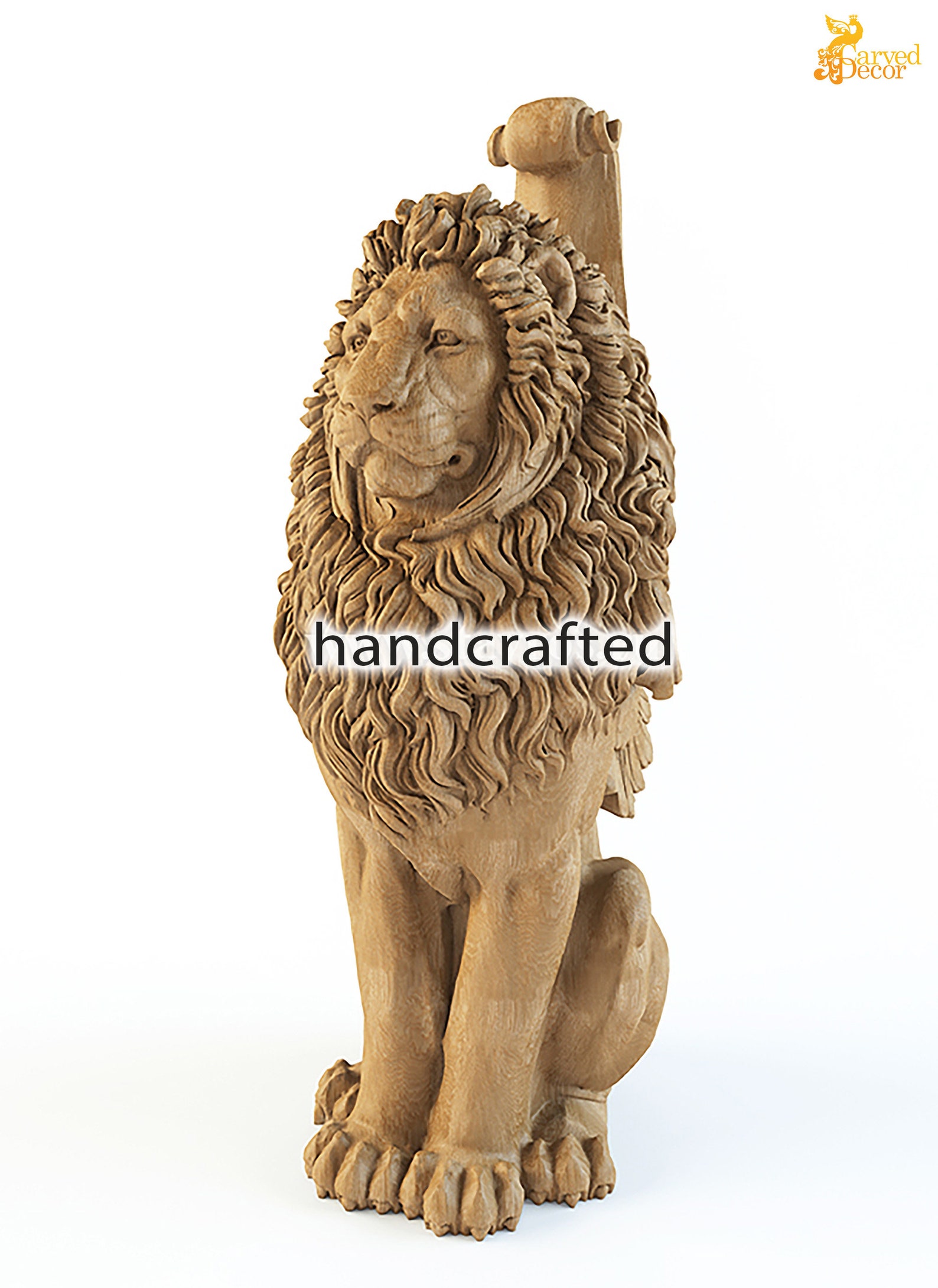 Large Decorative Newel Post Wood Carved Lion for Stairs Etsy