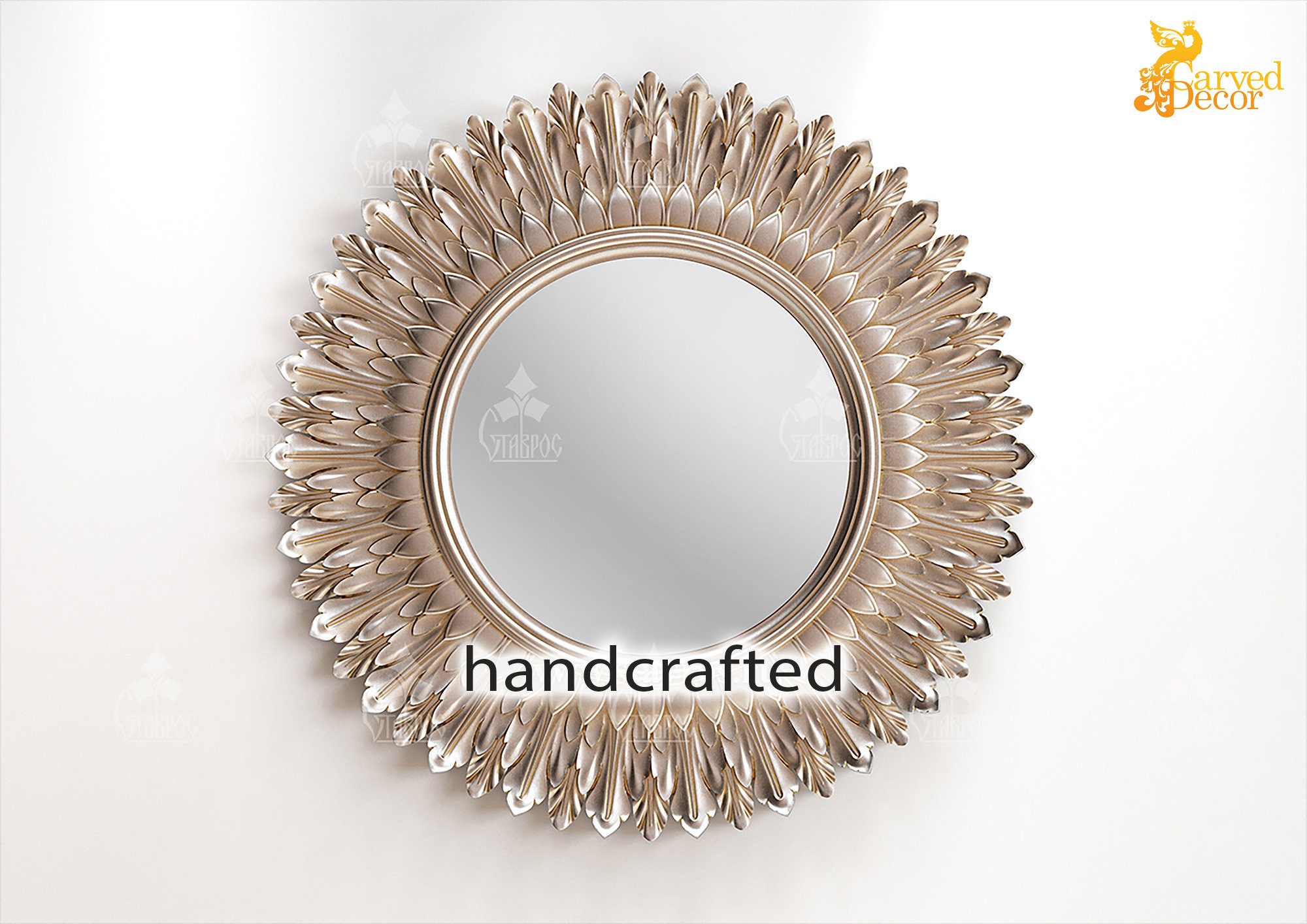 Großer verzierter Spiegelrahmen geschnitzt Holz | Etsy