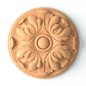 Round Carved Wood Rosette Oak Beech 2&quot;-6&quot;