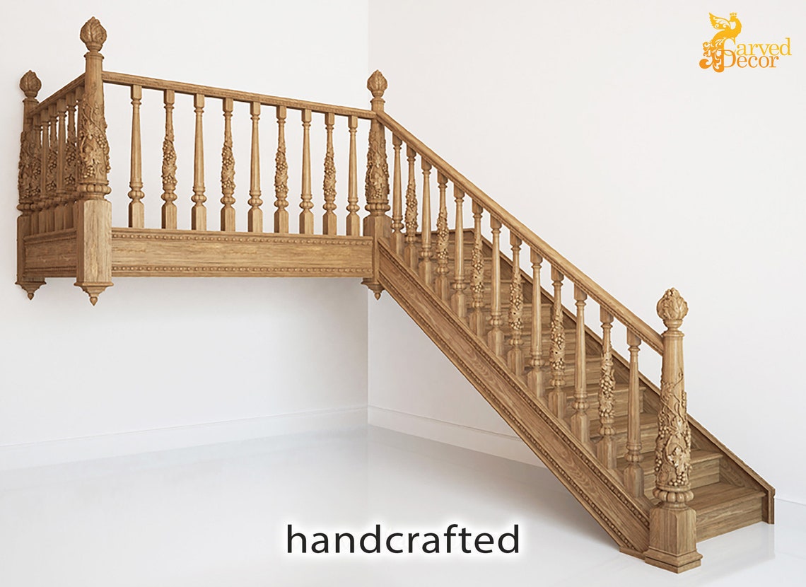 Oak Round Newel Post Grapes Staircase Grapevine Decorative Etsy